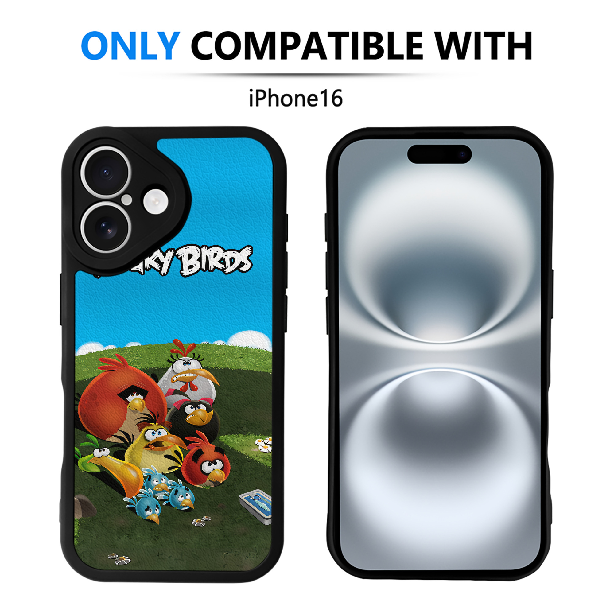 （画像用） Angry Birds アングリーバード 【iPhone 16シリーズ対応】シリコンスマホケース（レザー調） 材質：シリコン